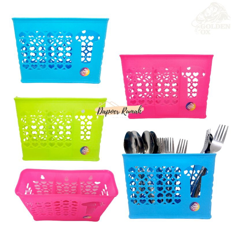 Tempat Sendok Plastik 100% Plastik Sekat 3/Tempat Alat Tulis Bolpoin/Tempat Tissue/Kotak Mandi Gantu