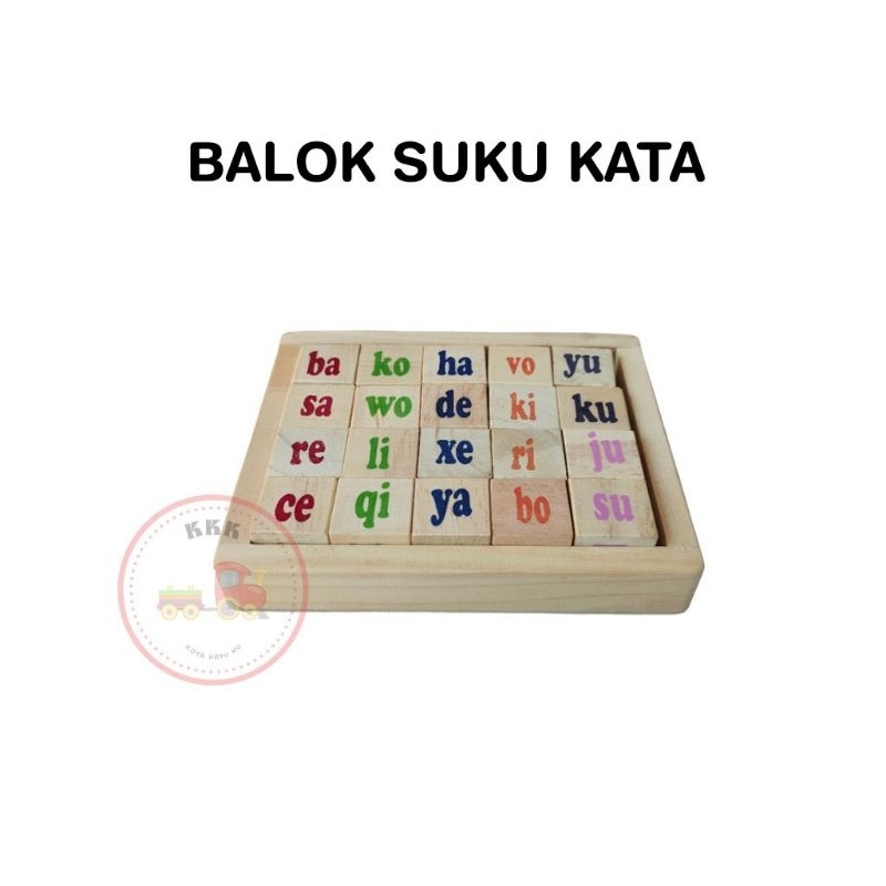 Mainan Edukasi Balok Kubus Kayu Balok Suku Kata
