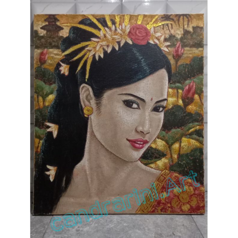 Lukisan gadis Bali,asli lukisan tangan manual.