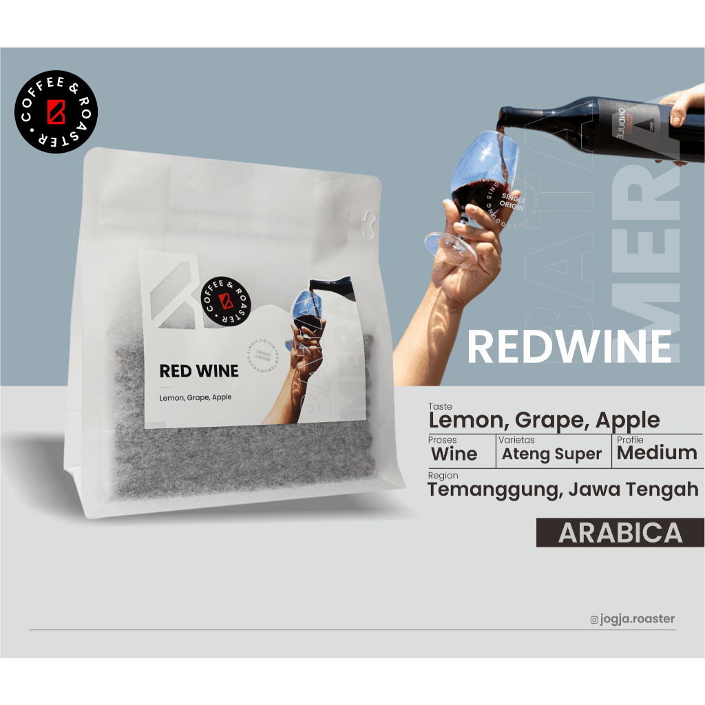 

Bata Mera "Red Wine" 100 gram | Roast Bean, Grind Bean | Biji Kopi Arabika