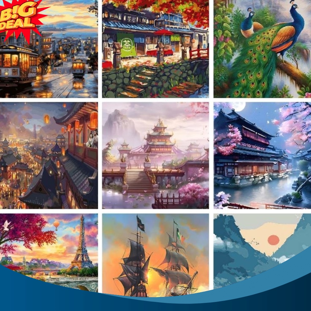 

HANYA DI READY STOCK 4x5cm DIY Paint By Numbers Oil Painting Kit Canvas Paint by Numbers Terbaru