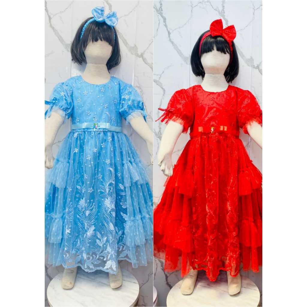 GAUN BRUKAT MIX TILLA DOT FREE BANDO ANAK PEREMPUAN USIA 3 - 8 TAHUN / DRESS PESTA ULTAH ANAK CEWEK 
