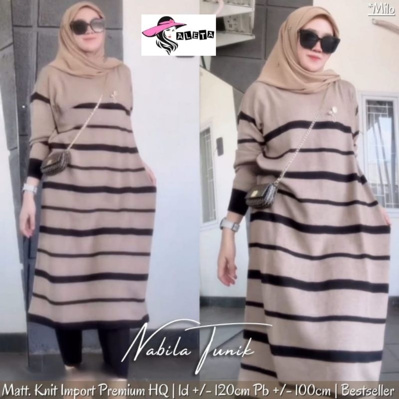 ATASAN TUNIK RAJUT JUMBO/NABILA/BLOUSE LONG TUNIK WANITA KNIT IMPORT HQ JUMBO LD 120 CM FIT XXL