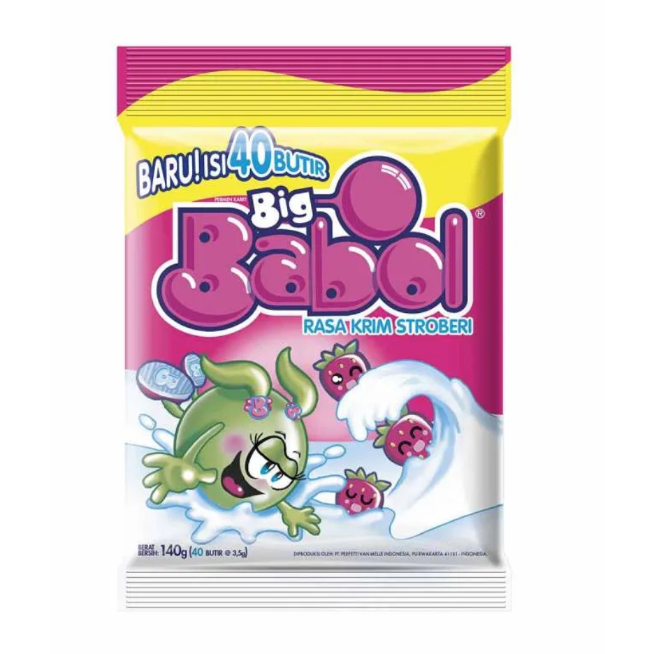 

Permen Karet Big Babol Strawberry Cream Pouch - isi 40's (140gr)