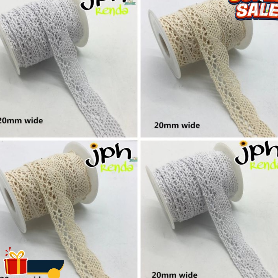 

MODERN isi 1yard renda rajut lebar 2cm renda rajut kipas