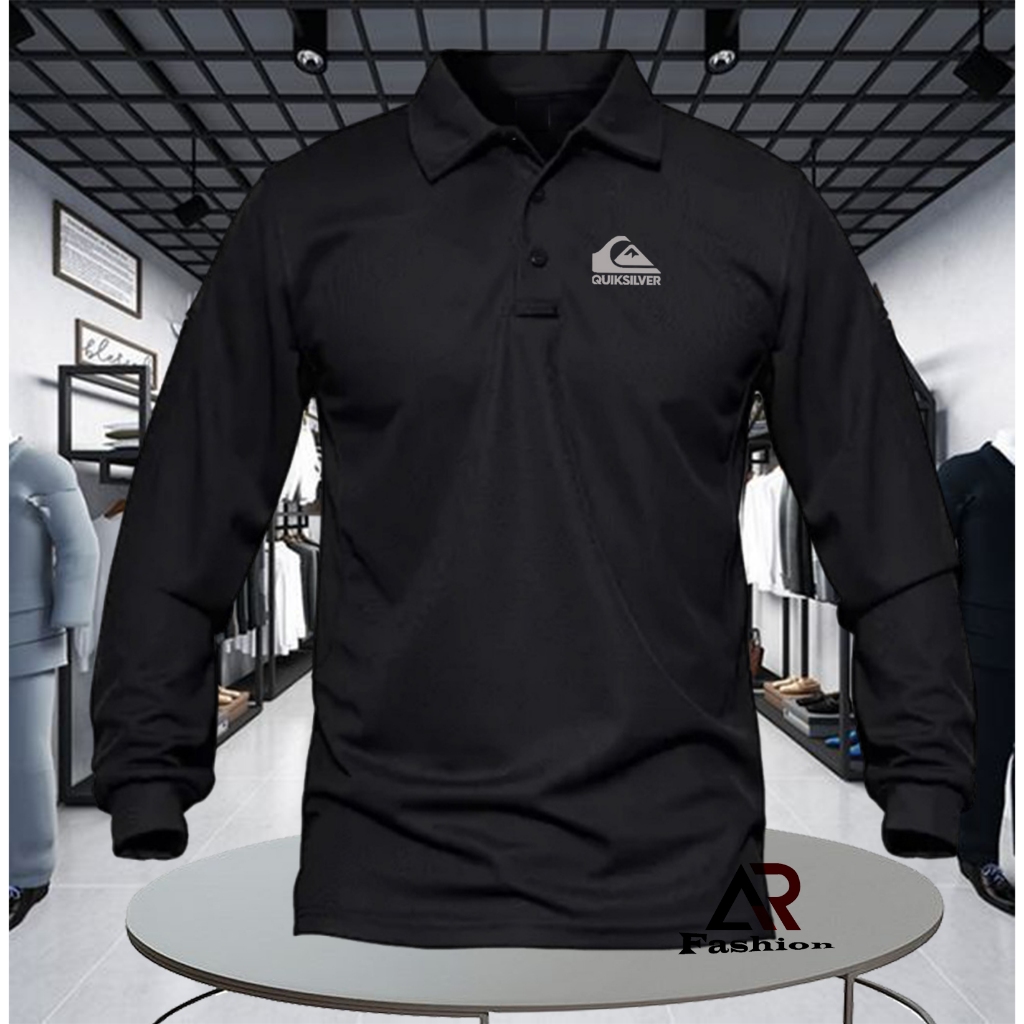 POLO Shirt KAOS POLO LENGAN PANJANG PRIA/WANITA POLO QUIKSILVER SILVER