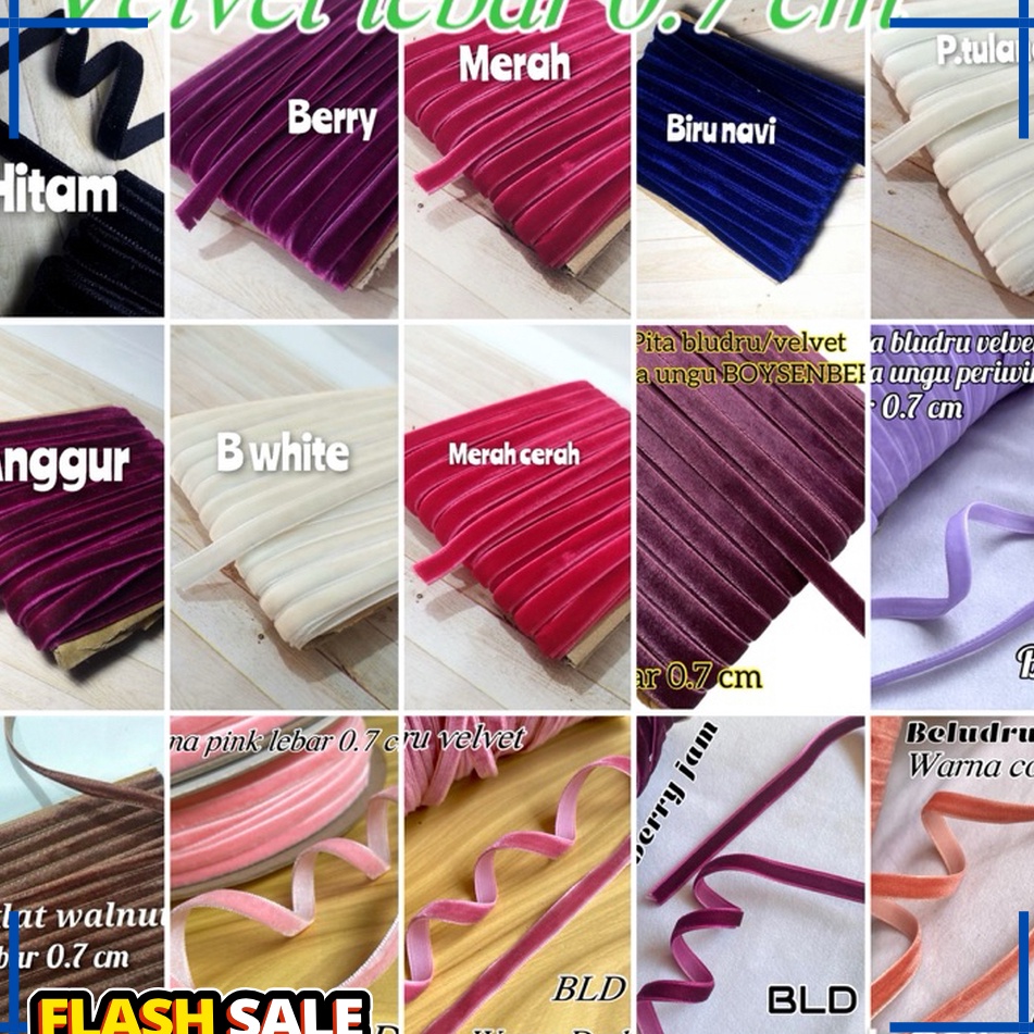 

UNGGUL per rol 15 meter pita bludru lebar 7 cm