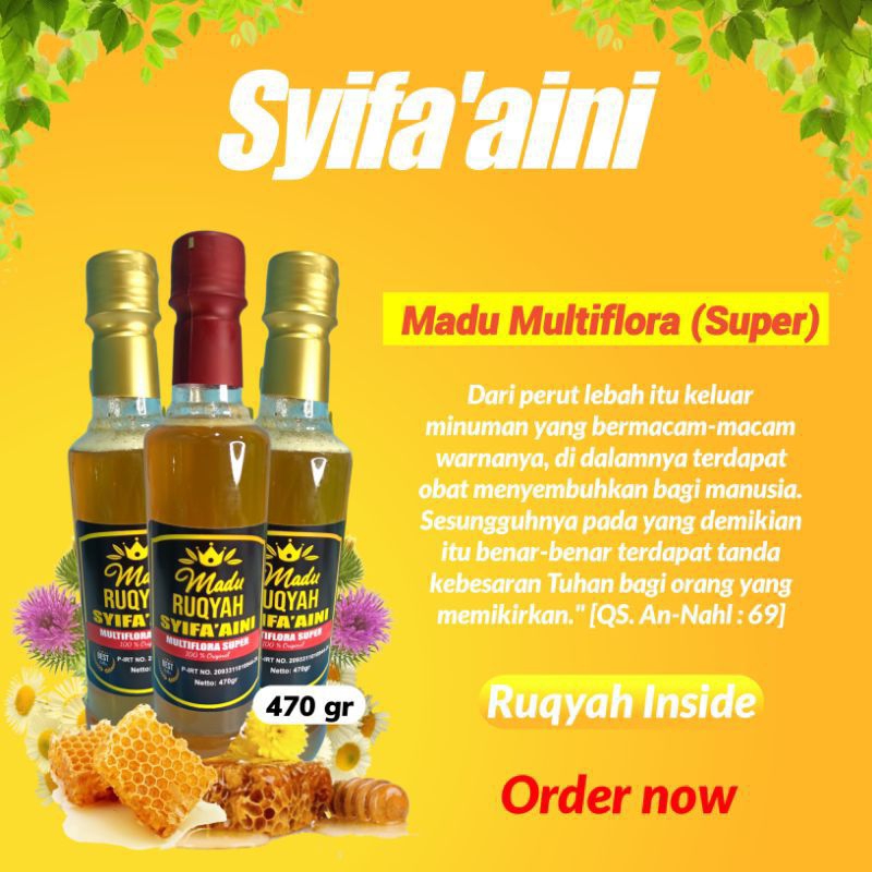 

SHS ~ [GBS] Madu Murni Asli | MAdu Multiflora Super 470 gr Syifa'aini Untuk Imunitas Tubuh Herbal Natural Honey