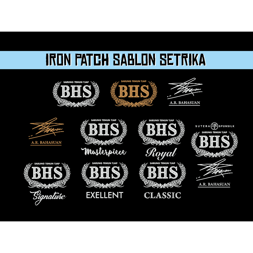 PATCH BHS Sablon Setrika / Iron Patch Desain Label LOGO Sarung BHS Sablon / Label tag Plastisol PVC