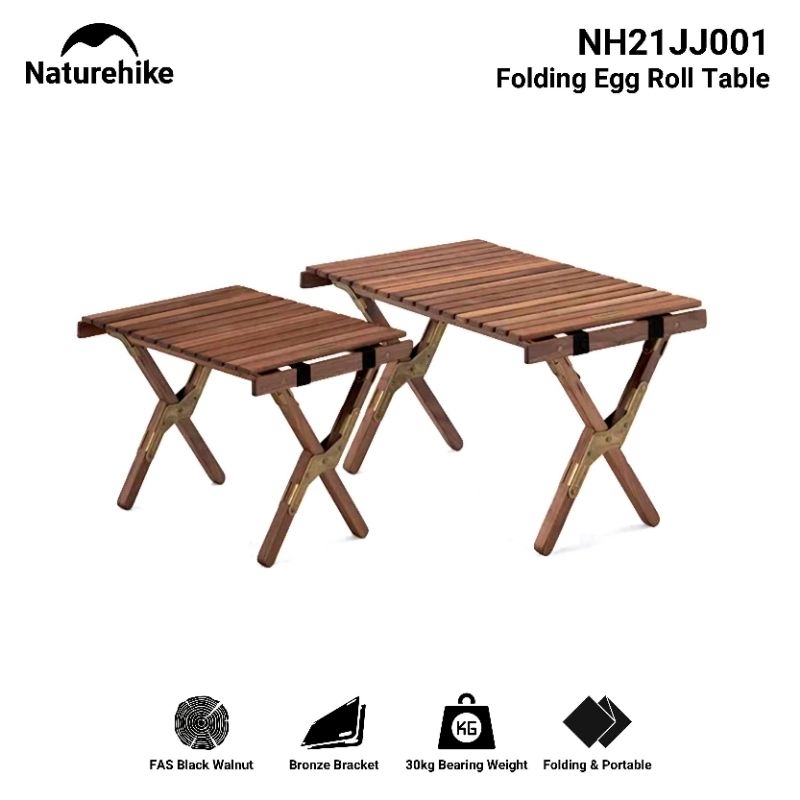 MEJA LIPAT NATUREHIKE NH21JJ001 OUTDOOR PORTABLE FOLDING EGG ROLL TABLE MEJA MAKAN CAMPING GLAMPING 