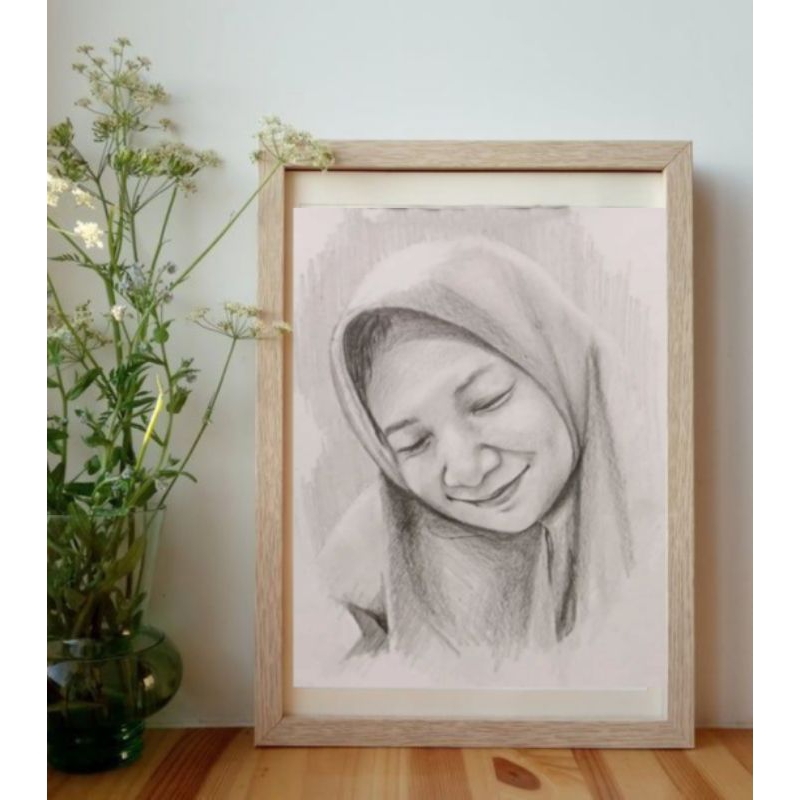 Lukisan Sketsa wajah / figure hitam putih pensil