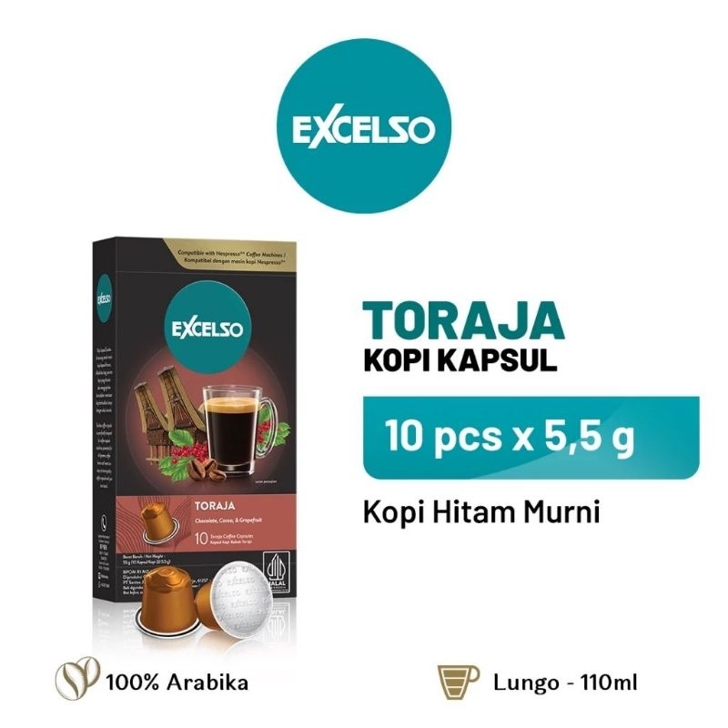 

Excelso Kopi Kapsul Toraja NESPRESSO COMPATIBLE ONLY (10pcs×5,5gr)