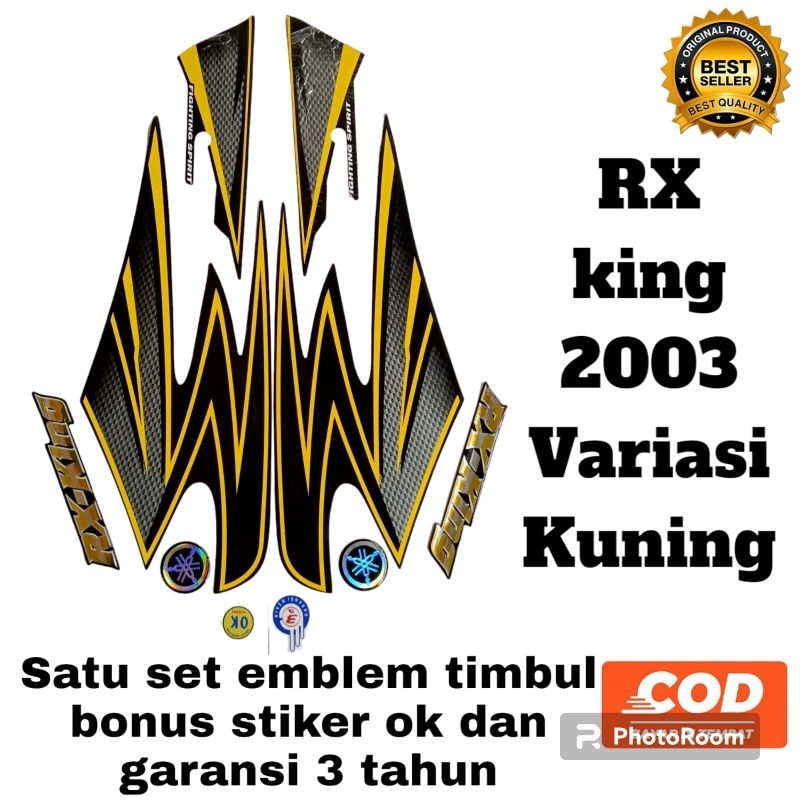 striping rx king 2003 variasi hitam kuning set emblem lengkap, lis body rx king 2003 variasi hitam k