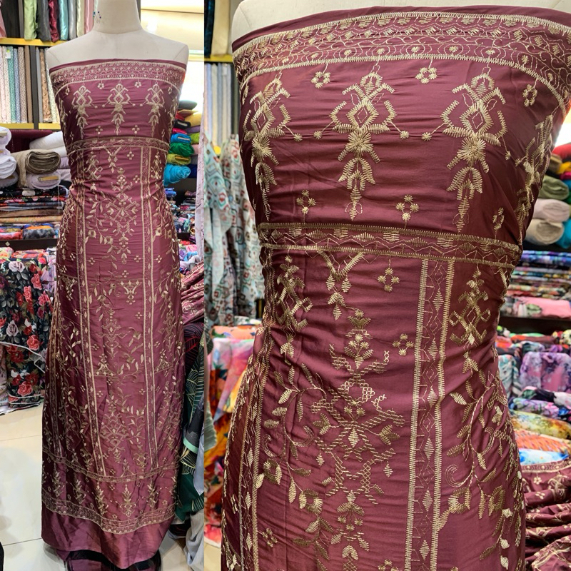 Bahan Kain Armani Silk Original Bordir Etnik