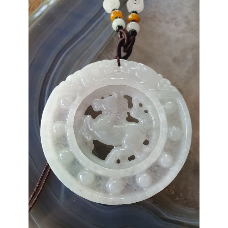 #7312 - Certified Grade A Giok Burma Kuda Horse Shio Liontin Jade Jewelry Necklace Kalung Pendant Gi