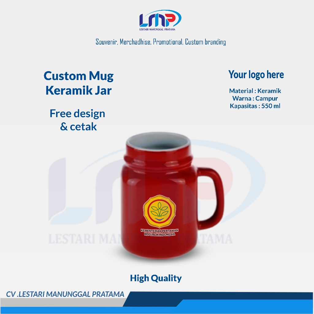 LMP LESTARI SOUVENIR - Merchandise Souvenir Custom Mug Keramik Jar 550 ml Code#1008 | Souvenir Mug K