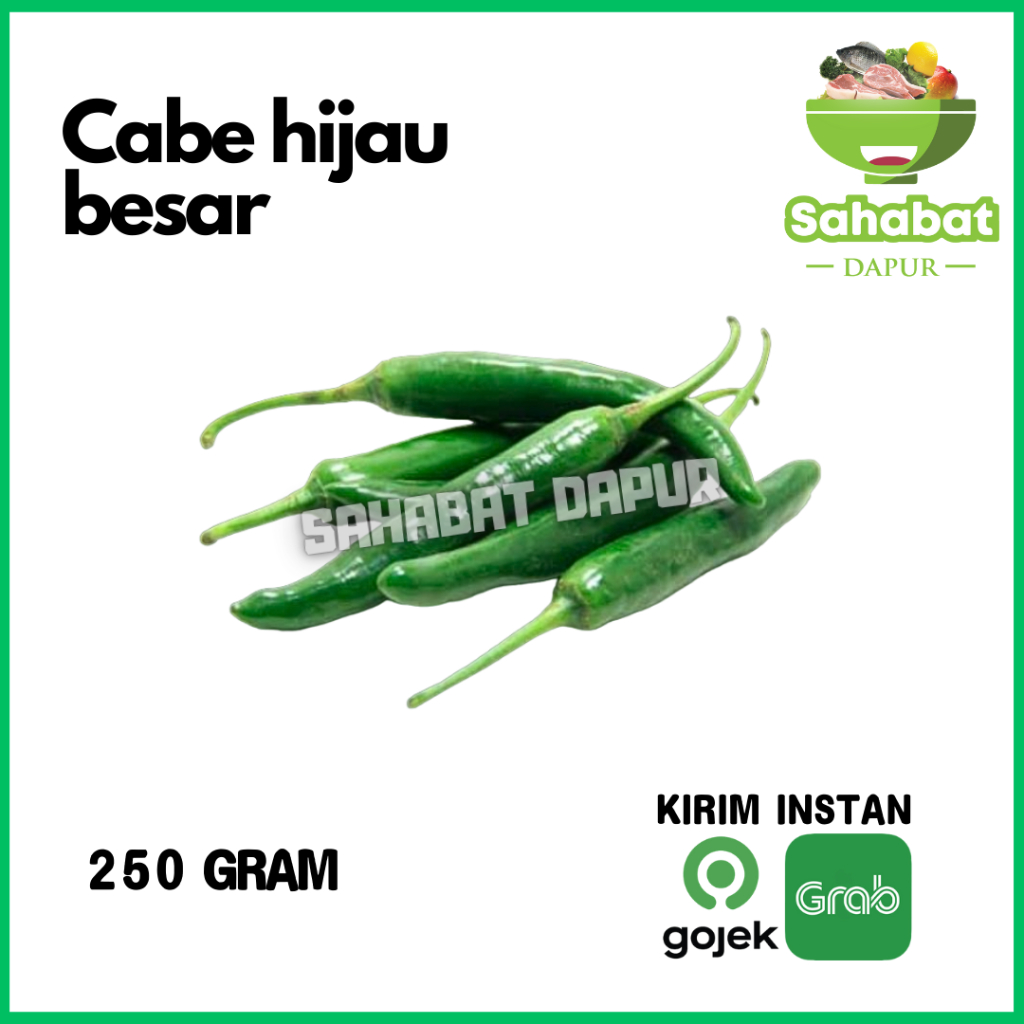 

Cabai Cabe Hijau Besar/Cabe Besar/Cabe Hijau ijo 250gr - Sahabatdapur