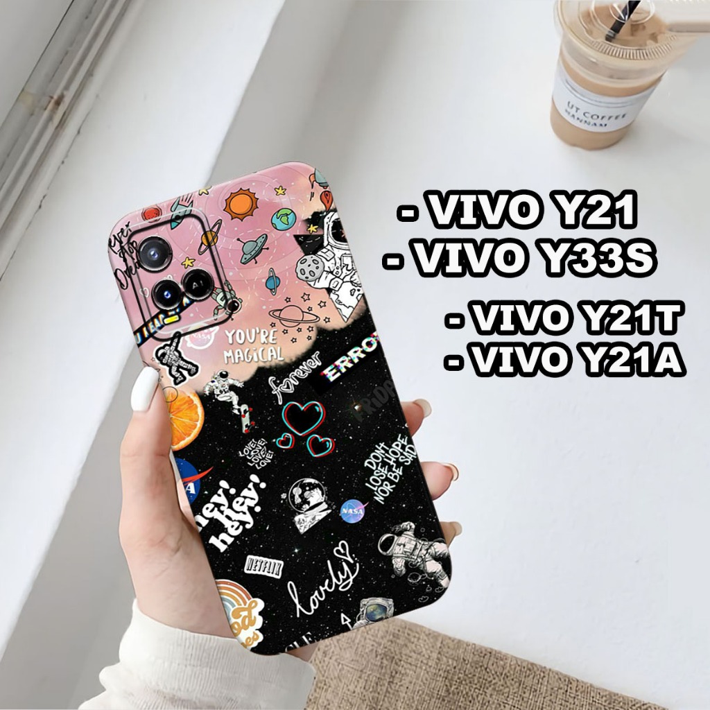 S18-Softcase procamera untuk VIVO Y21-Vivo Y33S-Vivo Y21T-Vivo Y21A-bahan karet lentur-motif Nasa-al
