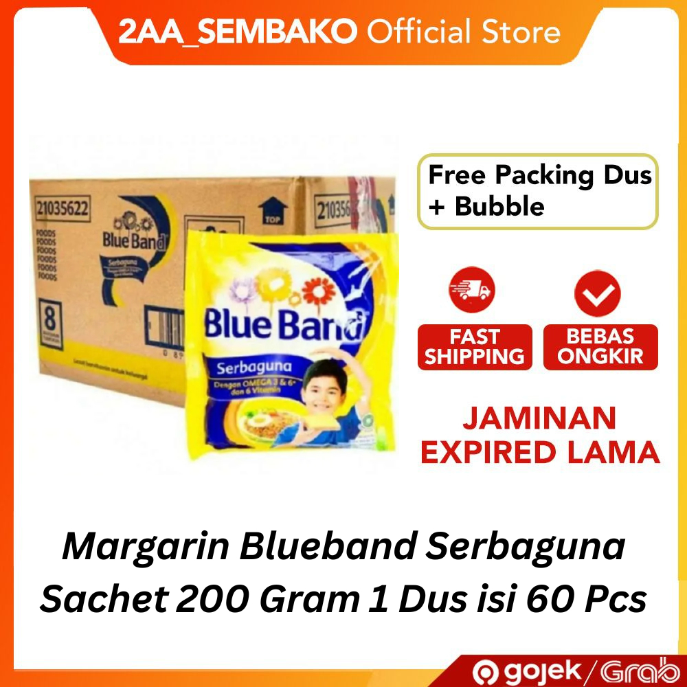 

Margarin Blueband Serbaguna Sachet 200 Gram 1 Dus isi 60 Pcs