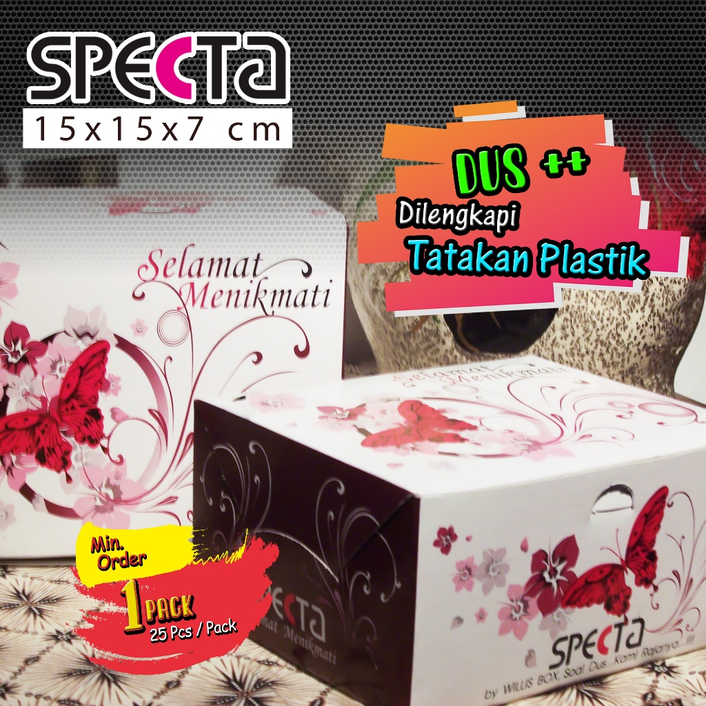 Snack Box 15x15x7 SPECTA Laminasi (Motif) / Kotak Kue, Kotak Snack, Snack Box Mewah, Kotak Martabak