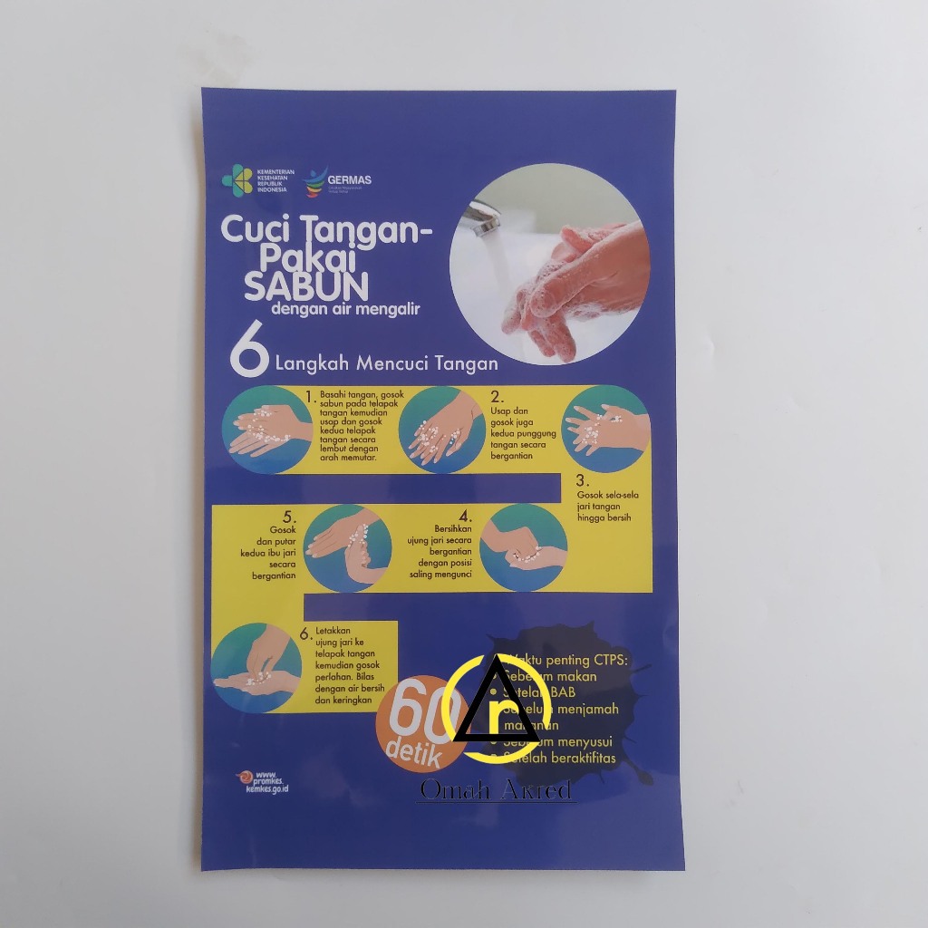 

Stiker Cuci Tangan - Stiker 6 Langkah Cuci Tangan - Cuci Tangan Rumah Tangga