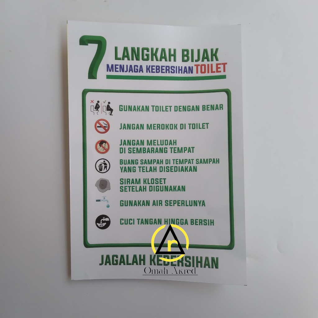 Stiker 7 Langkah Bijak Menjaga Kebersihan Toilet - Jagalah kebersihan Toilet