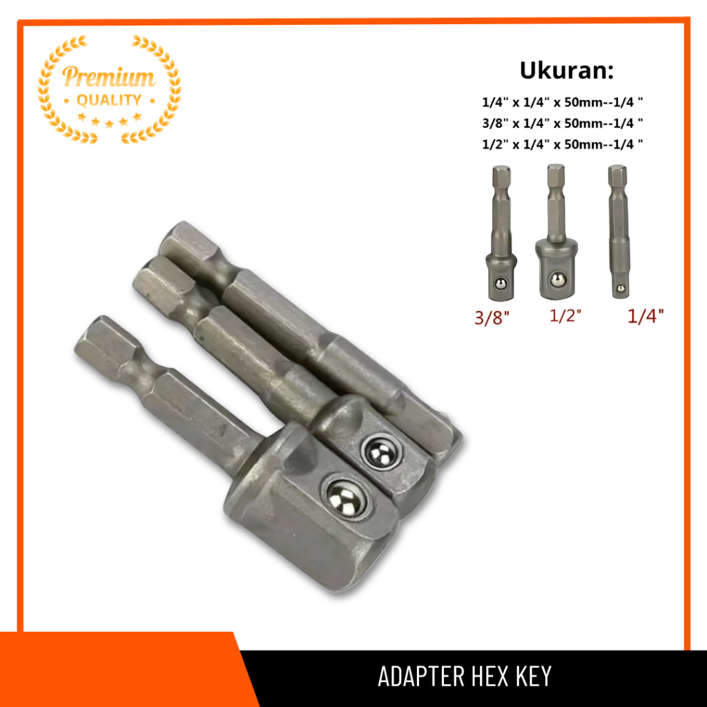 Adaptor Kunci Sok Adapter Hex Key Shock Set 3 Pcs Mesin Bor Impact Driver Wrench Set 3pcs Adapter He