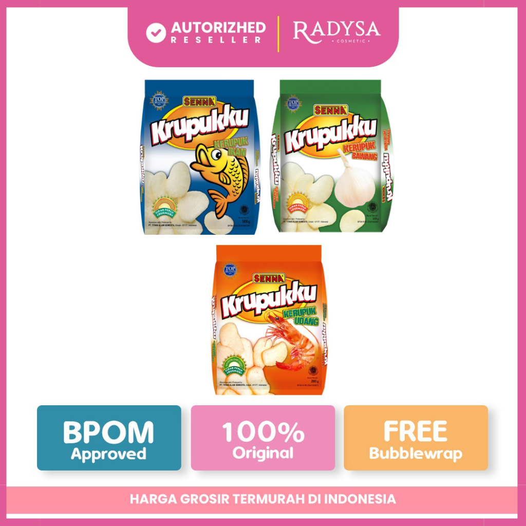 

- SENNA Krupukku 200gr / Krupuk Ikan / udang / bawang / Camilan Kerupuk