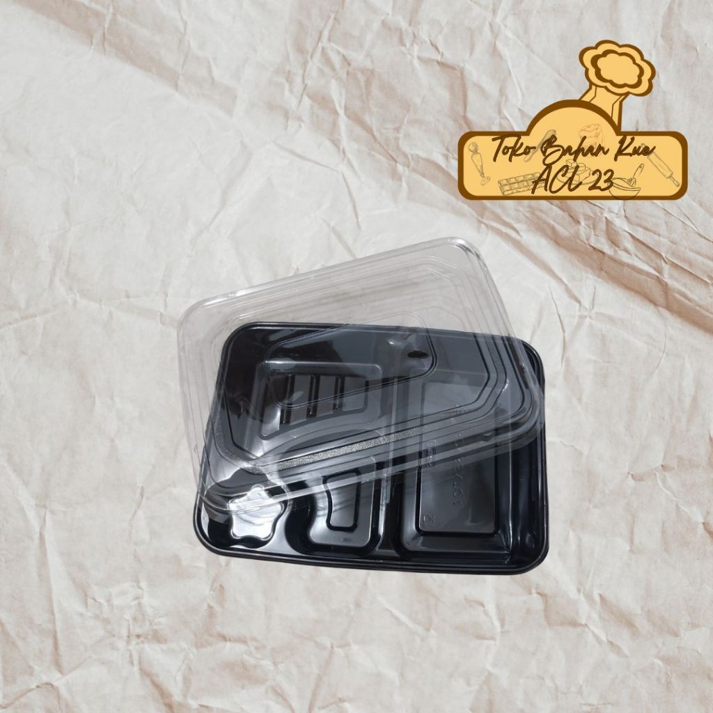Bento Box 4 Sekat/Mika Bento Plastik Sekat 4/Lunch Box Bento/Bento Tray  50 Pcs & Repack 25 Pcs