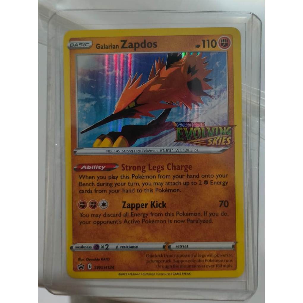 Kartu Pokemon Original TCG Promo SWSH124 Galarian Zapdos Evolving Skies Bahasa Inggris