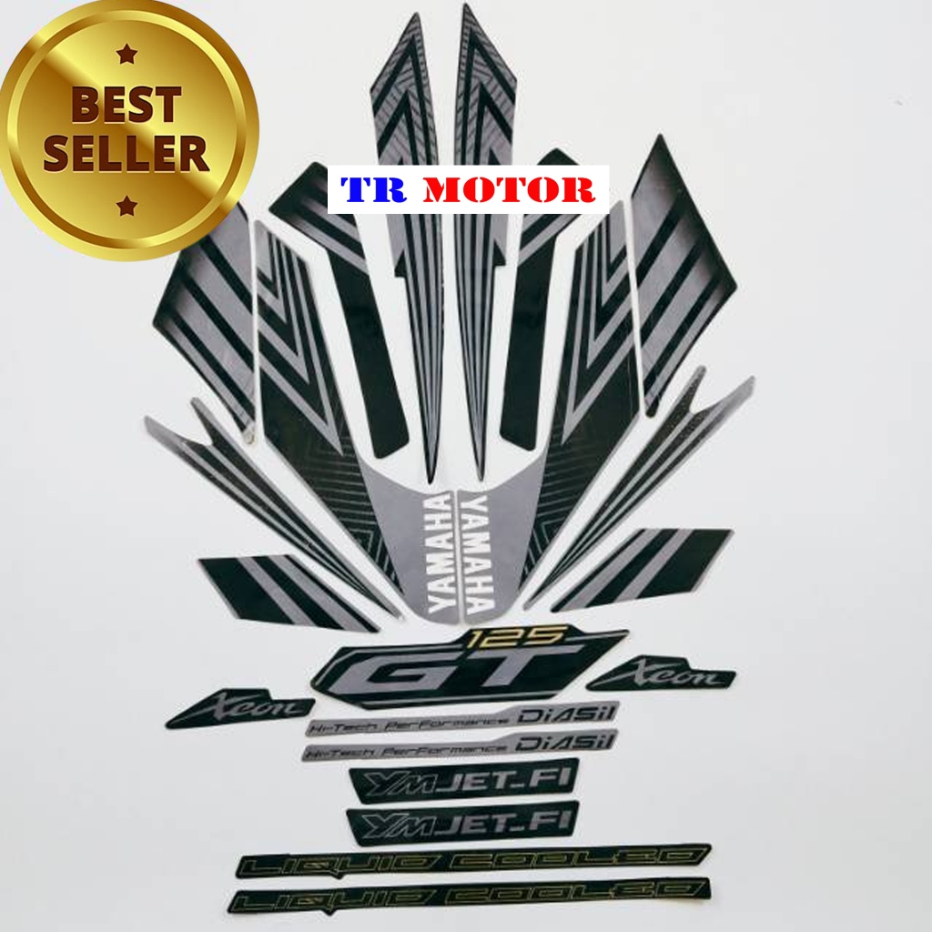 Striping stiker polet motor yamaha xeon gt 125 2014 hitam list body motor berkualitas