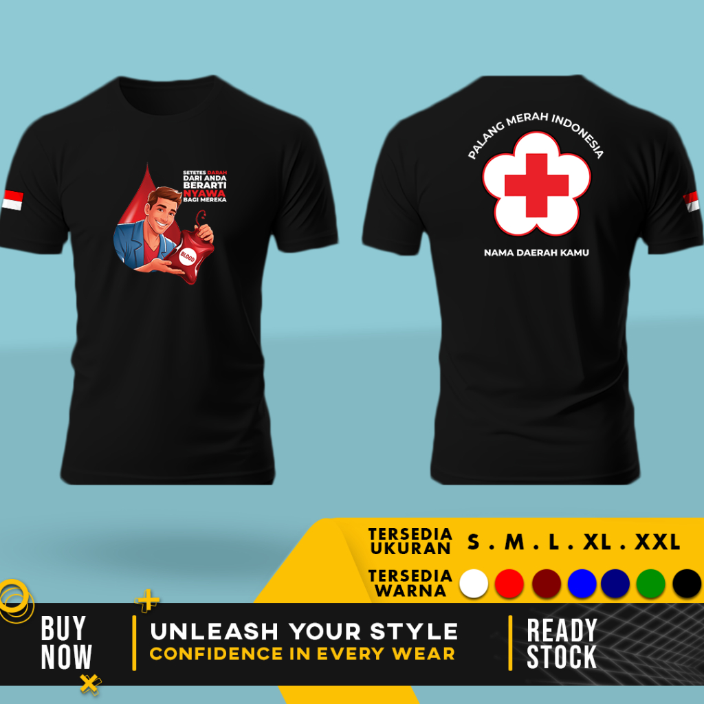 Kaos Baju PMI Palang Merah INDONESIA Donor Darah | Cotton Combed 30s