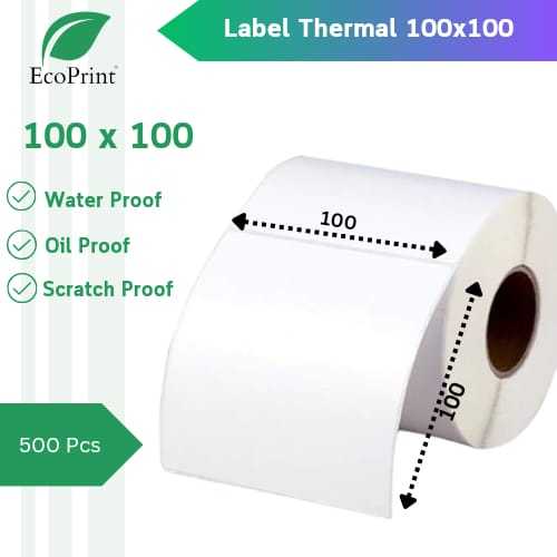 

ECOPRINT KERTAS STICKER THERMAL 100x100 mm 500 LEMBAR / LABEL THERMAL / STICKER LABEL THERMAL RESI 500 LEMBAR