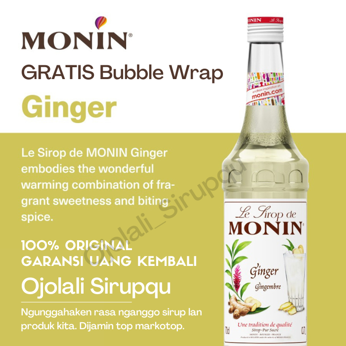 

MONIN Ginger Syrup 70 CL 700 ML / Sirup / Cafe / Kedai / Kopi / Shop