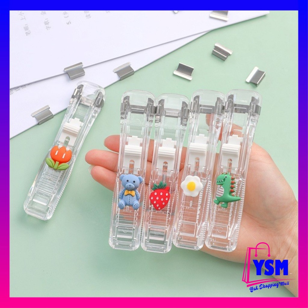 

YSM Kliper Penjepit Kertas Stapler Dorong Paper Clips Poratble Stainless Steel Staples Otomatis