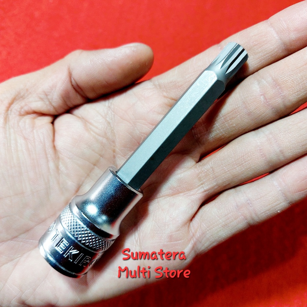 Tekiro Spline Bit 9,5 x 100 Kunci Deksel Xenia Avanza Long - Mata Shok Bintang Segi Banyak Sock