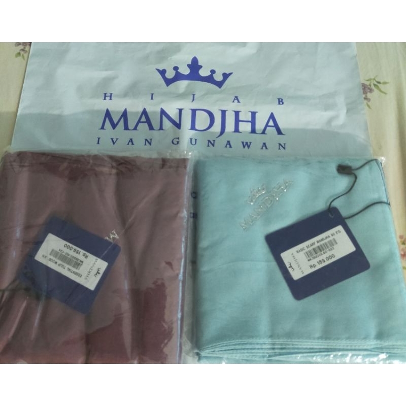 Mandjha 2 Pcs Polos Ivan Gunawan Fashion Scarf Original Polos Kode 80  Biru Wardah/Biru Sky & Kode T