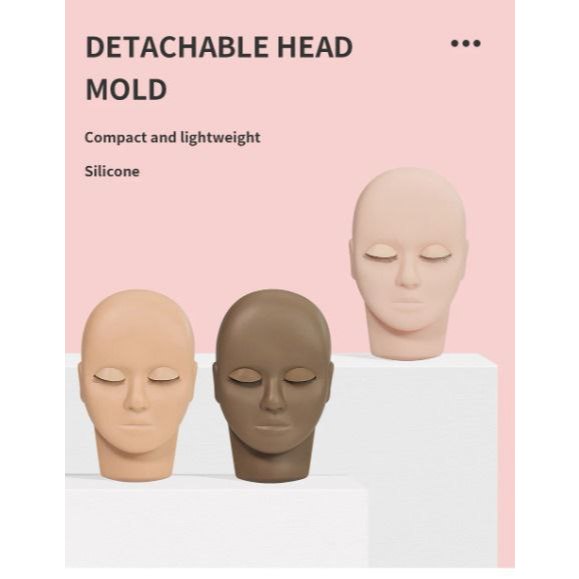 Removable and replaceable eyes Mannequin head for practice lash extension | Model Manekin Silikon Mo