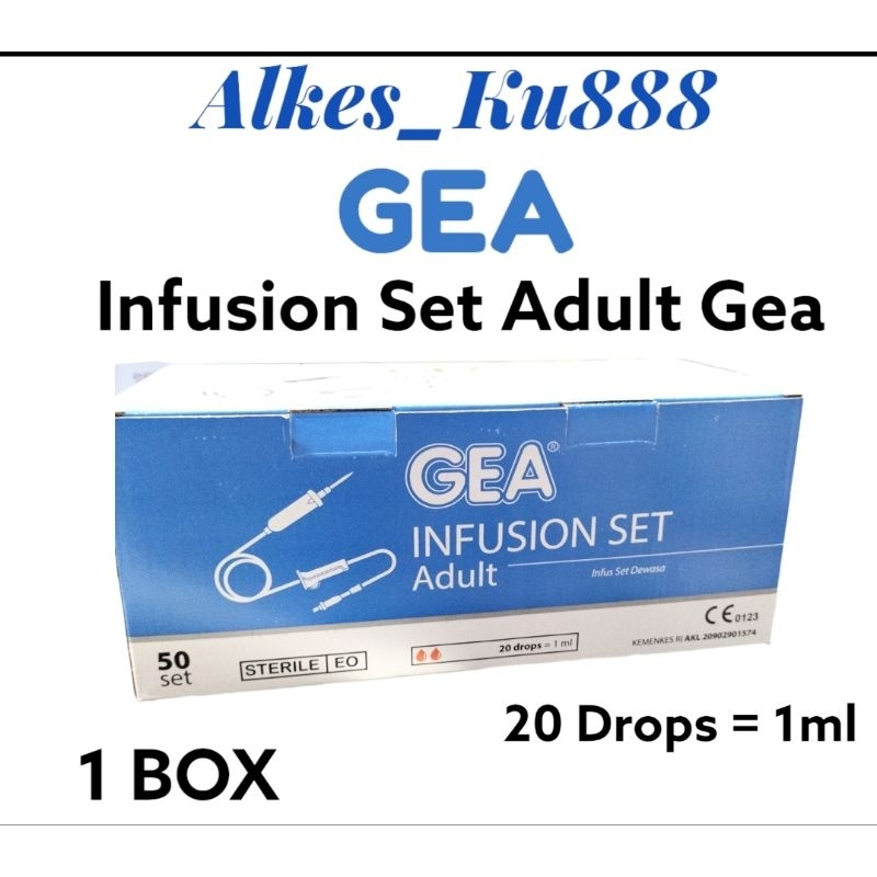 GEA infus Set Dewasa atau Infus Set Makro 1 BOX Isi 50 Pcs Infusion Set Adult GEA
