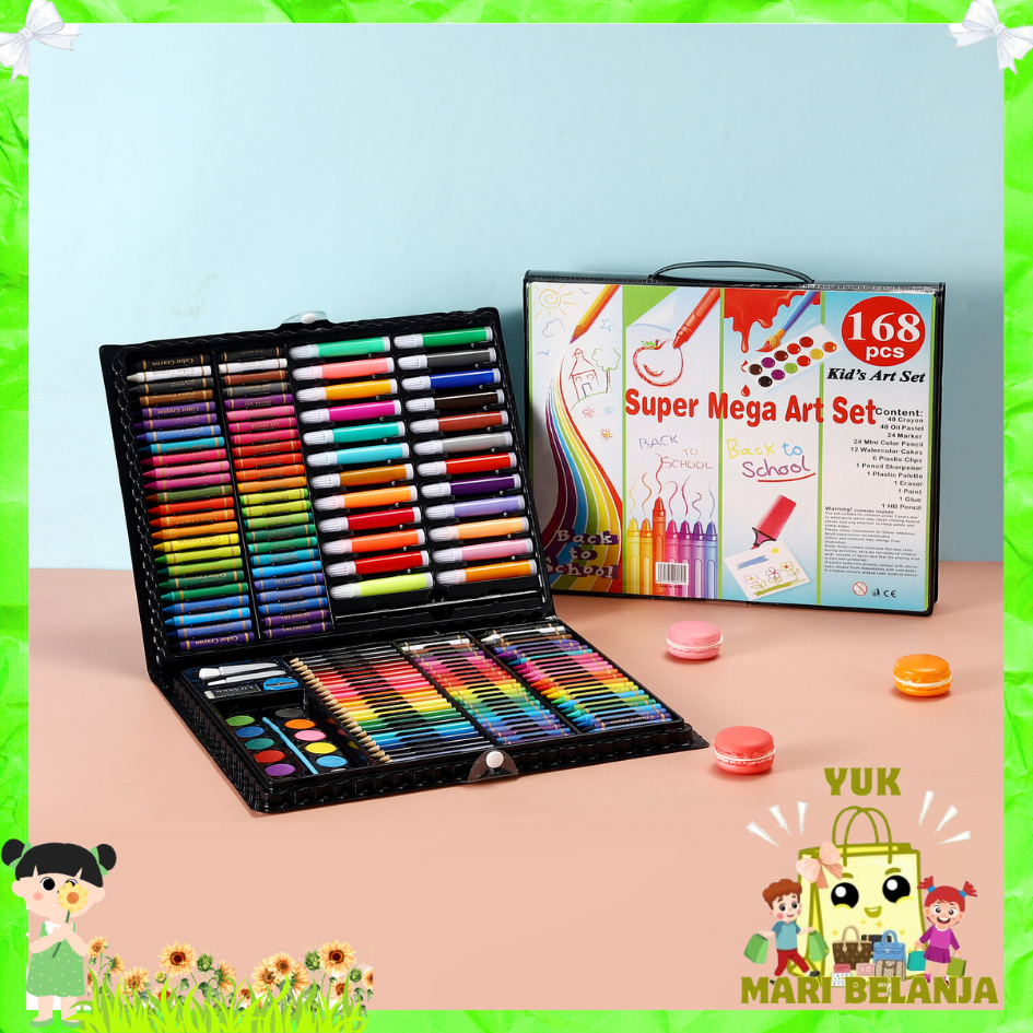 

YMB - Drawing Set 168Pcs Oil Pastel Crayon 168 IN 1 Set Krayon Mewarnai dan Melukis Lengkap dengan Cat Air Alat Mewarnai Anak Anak Bentuk Koper