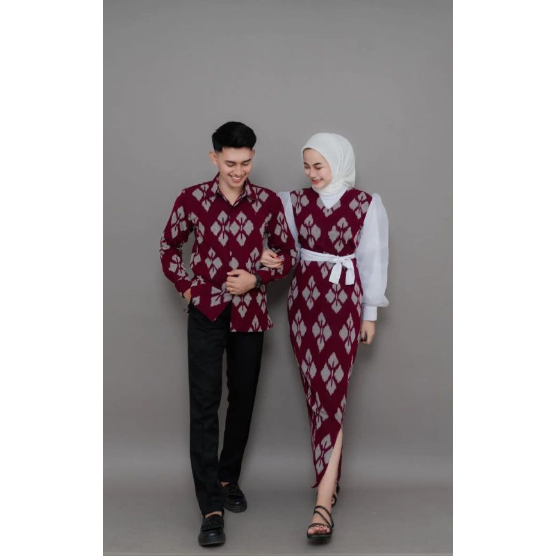 Padma set couple baju tenun kondangan kemeja pria dewasa tenun etnich jepara