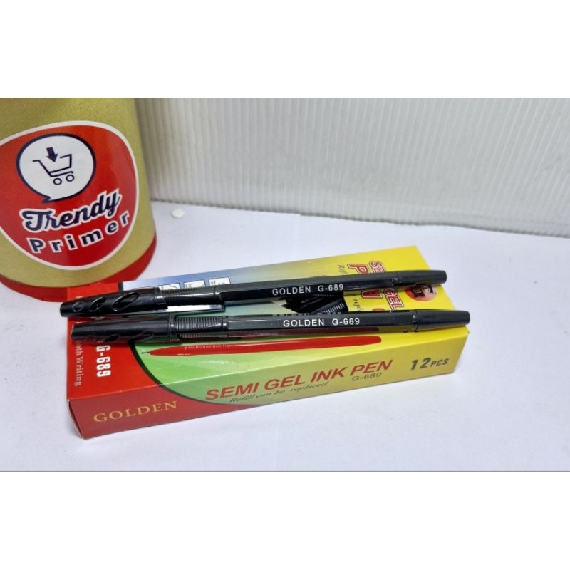 

Pulpen semi jel tinta hitam isi 12 pcs semi gel ink