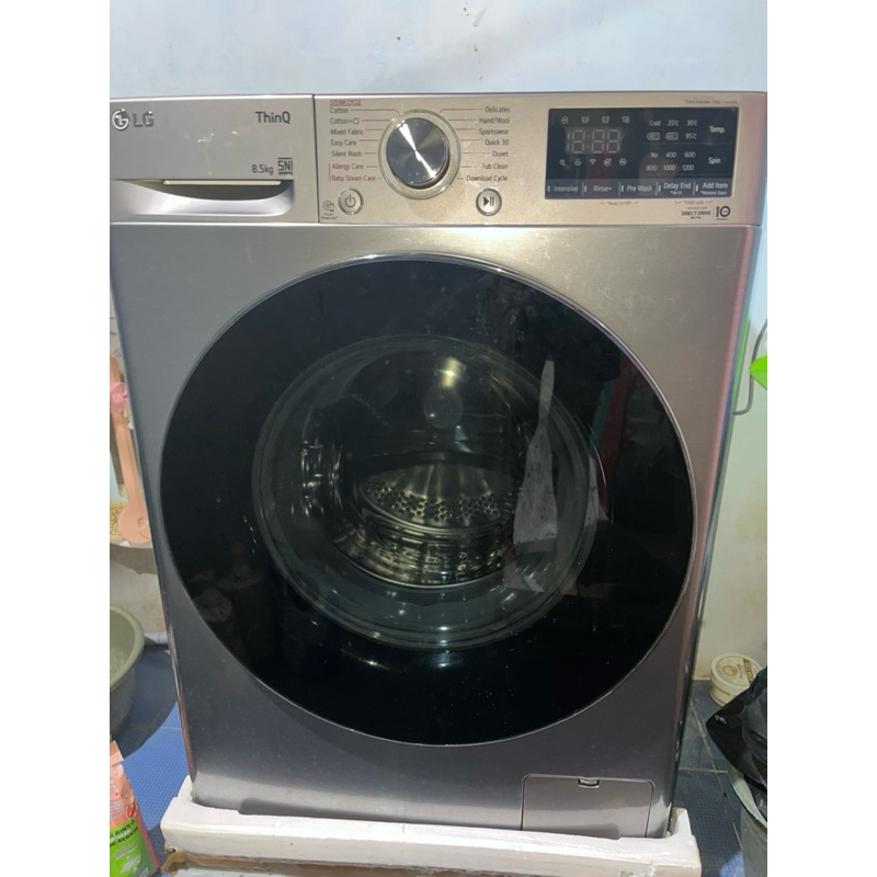 MESIN CUCI LG FRONT LOAD 8,5KG-AI DD dengan stea, ThinQ dengan WiFi-Metalic FV1285S3VS (Second hand)