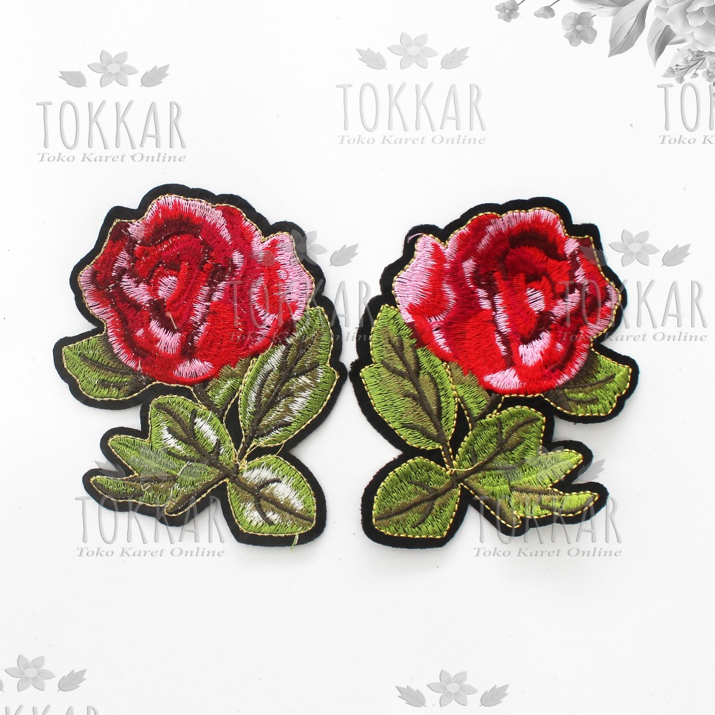 (Per Pcs) AP727 Patch Bunga Mawar Cantik / Patch Bordir Bunga Mawar / Aplikasi Tempel