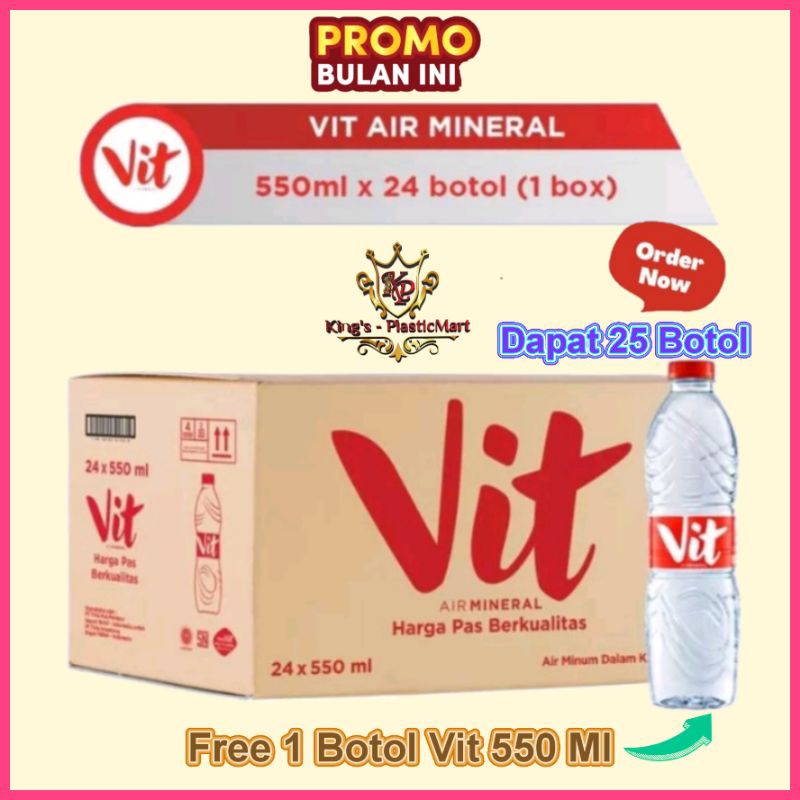 

Vit Air Mineral 550 Ml X 24 Botol (1 Dus) Free 1 Botol Vit 550 Ml ( Dapat 25 Botol)