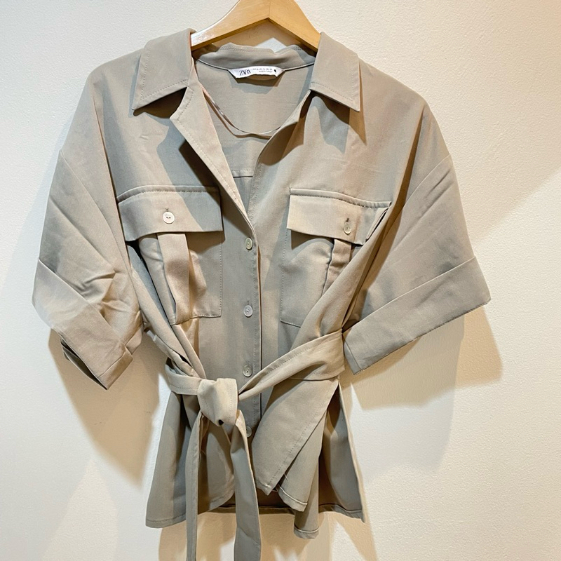 Zara kemeja soft army pendek