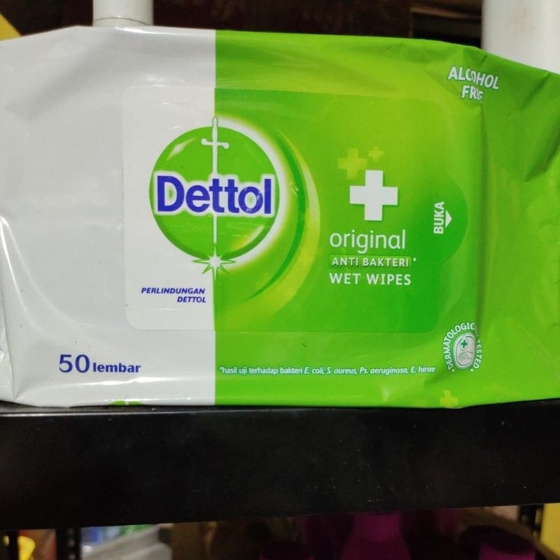 tissu basah dettol isi 50 lembar tissu free alcohol tisu original anti bakteri