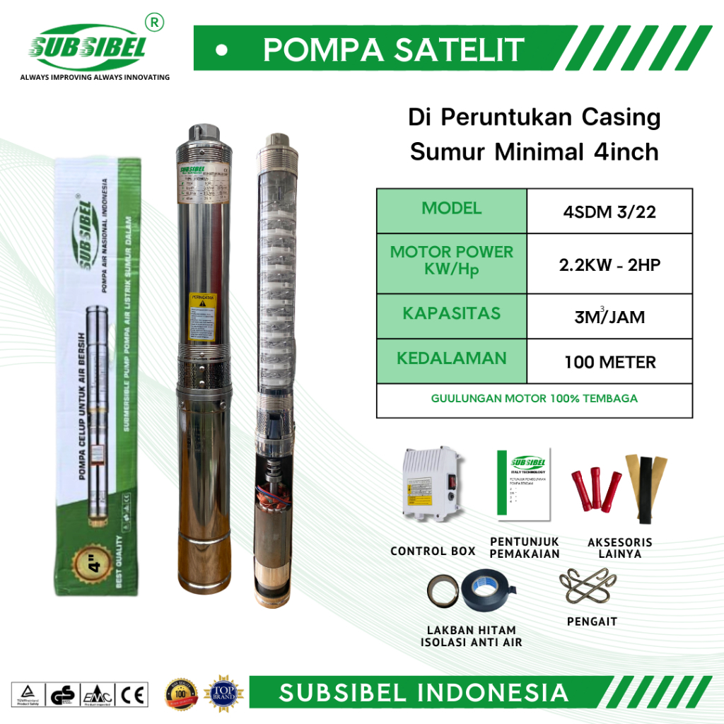 POMPA SUBMERSIBLE 4SDM 3/22 - 2HP
