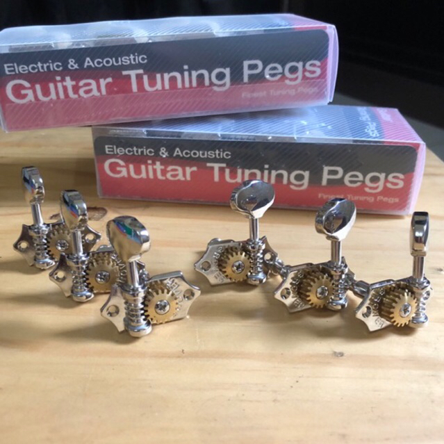 Dryer Guitar (Tuning Pegs) 3R-3L Grover Vintage Chrome Acoustic/Electric