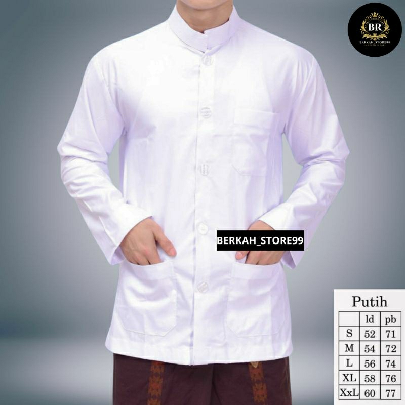 KOKO HAIBAH MODEL Baju Koko Pria Lengan Panjang Model Semi Jas Tiga Saku Tempel Bahan Katun Nyaman W